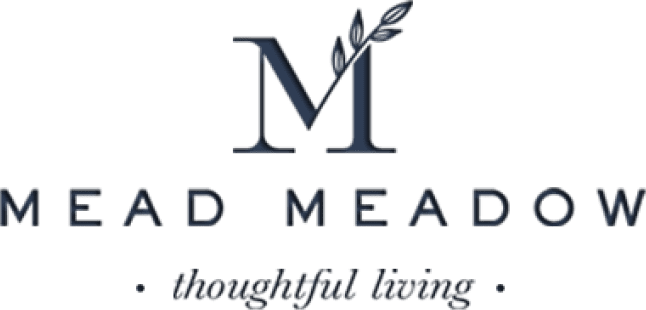 Mead Meadow logo with slogan "thoughtful living".