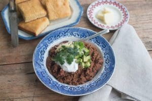 Mexican dish with avocado and cilantro