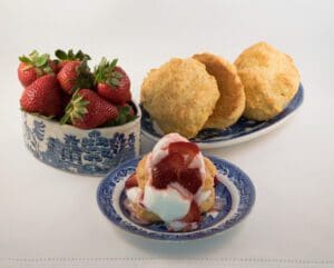Classic strawberry shortcake dessert display