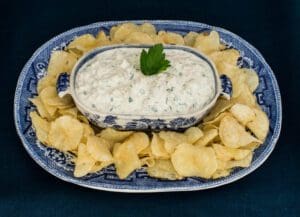 Snack platter with chips and dip