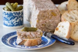 Rustic pâté on blue plate