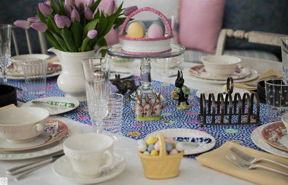 Elegant table with pastel Easter decorations