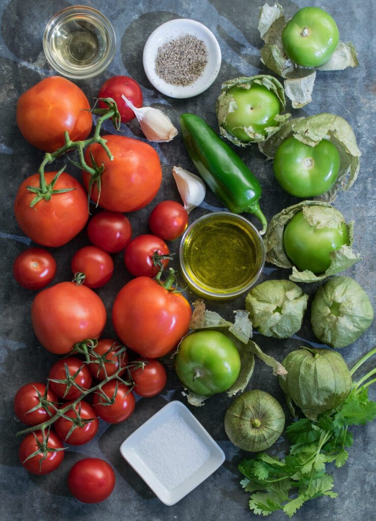 Assorted vegetables and seasonings arrangement