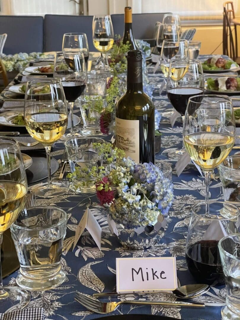 Elegant dinner table with wine glasses