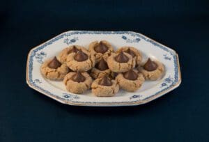 Peanut butter cookies with chocolate centers