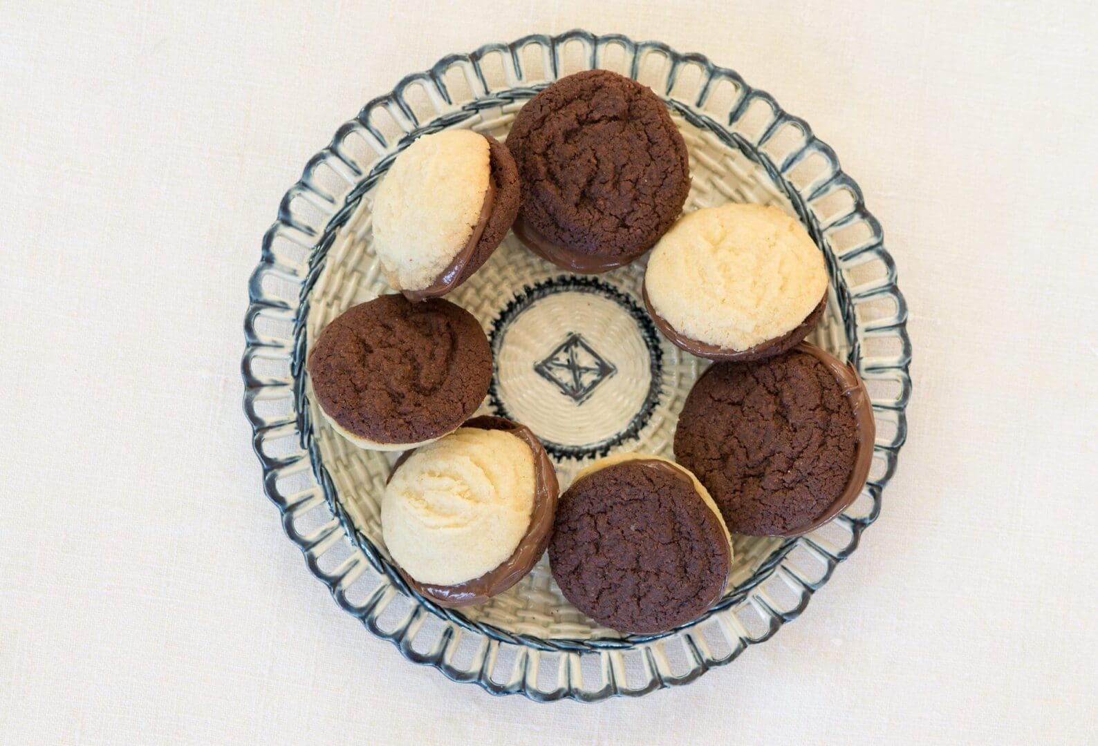 Biscuit selection on decorative plate