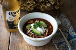 Spicy soup with avocado and sour cream