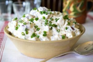 Creamy potato salad with green onions