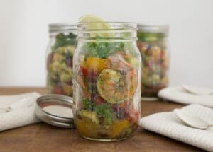 Colorful salad in a jar