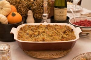 Festive table setting with stuffing