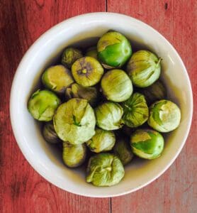 Tomatillos ready to roast